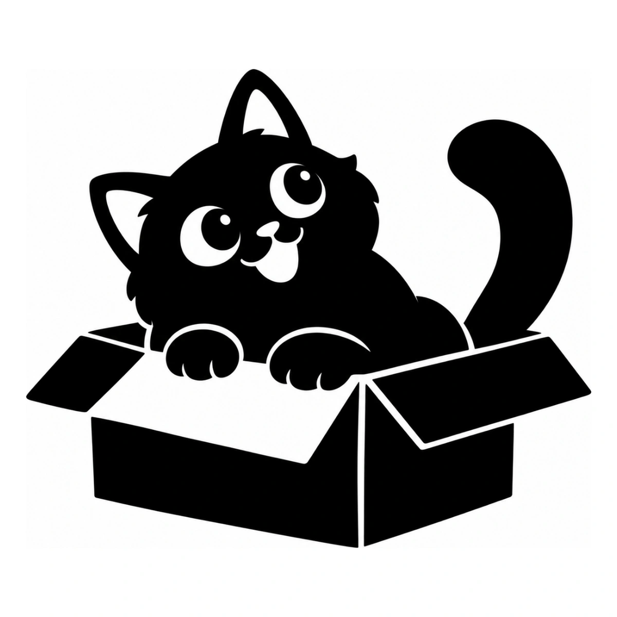 Re della scatola - disegno adesivo gatto nero