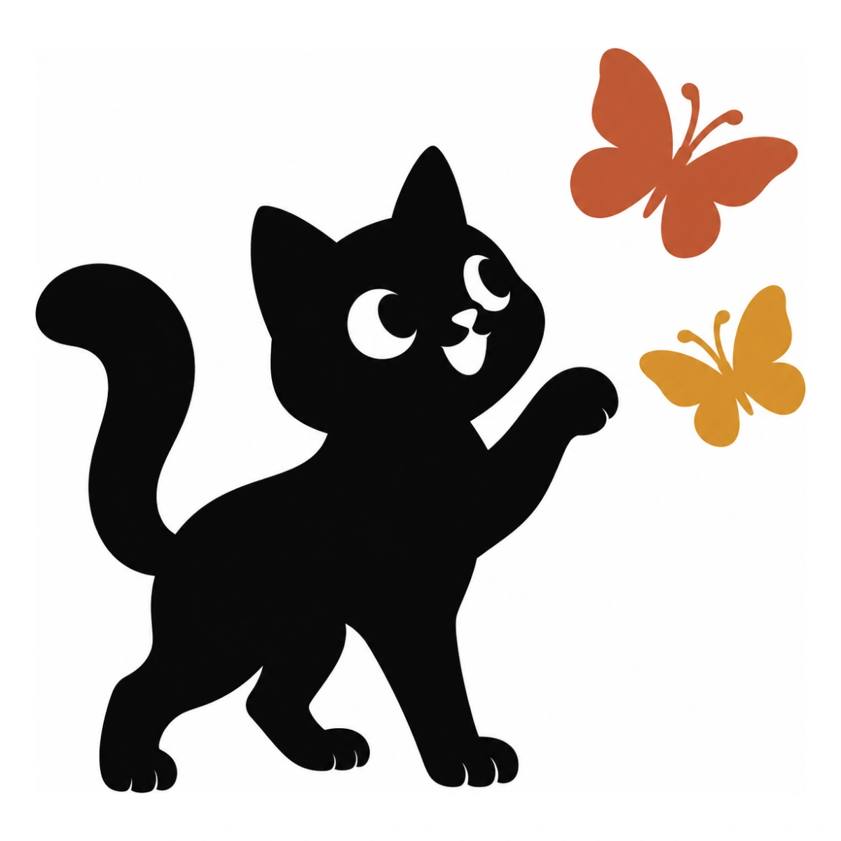 Saluto alla farfalla - disegno adesivo gatto multicolore a elementi separati