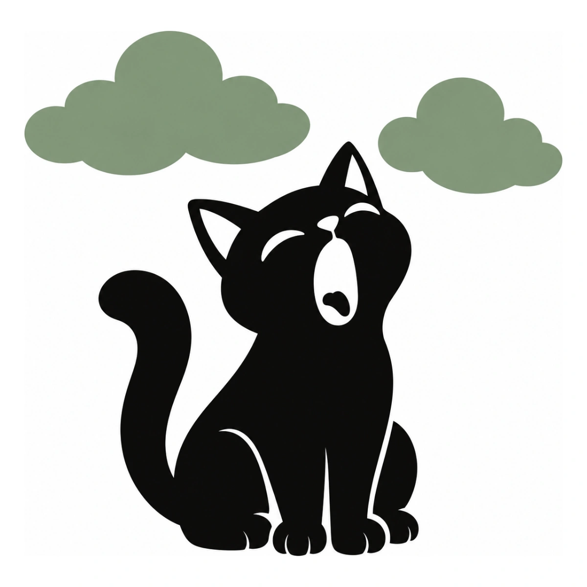 Sbadiglio tra le nuvole - disegno adesivo gatto multicolore a elementi separati
