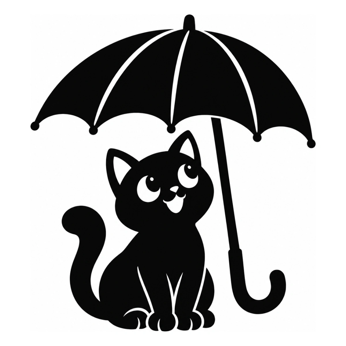 Sotto l'ombrello - disegno adesivo gatto nero