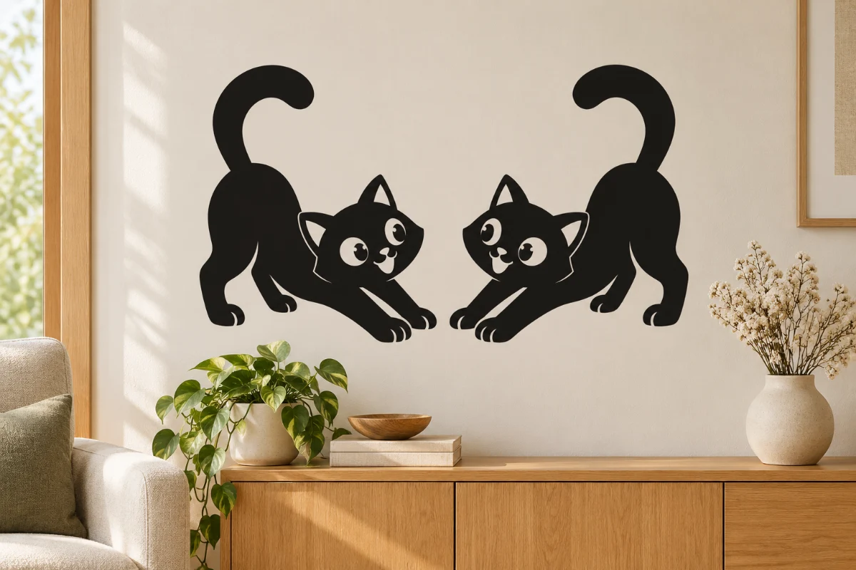 Specchio gatto - simulazione su parete liscia del soggiorno