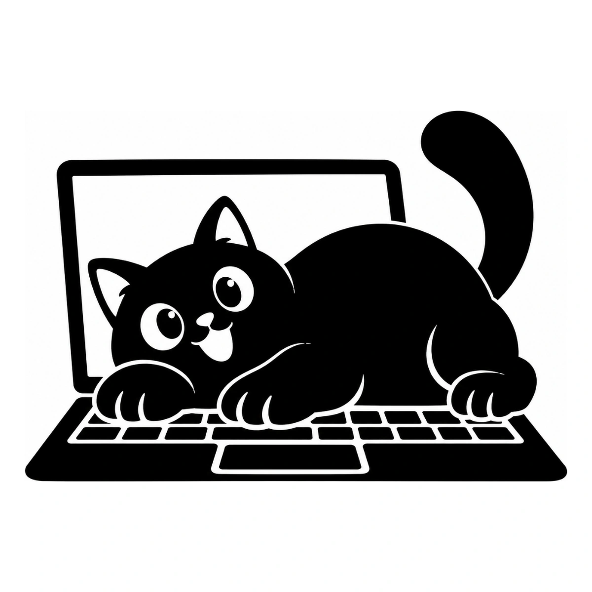 Tastiera sotto sequestro - disegno adesivo gatto nero