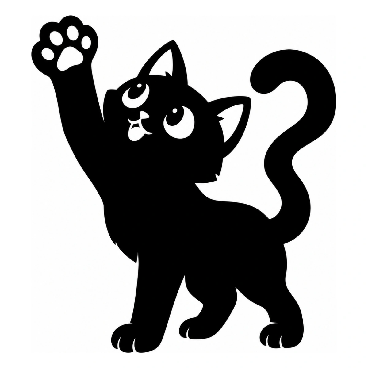 Zampa curiosa - disegno adesivo gatto nero