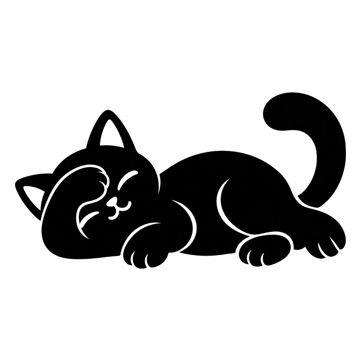 Zampa sul muso - disegno adesivo gatto nero