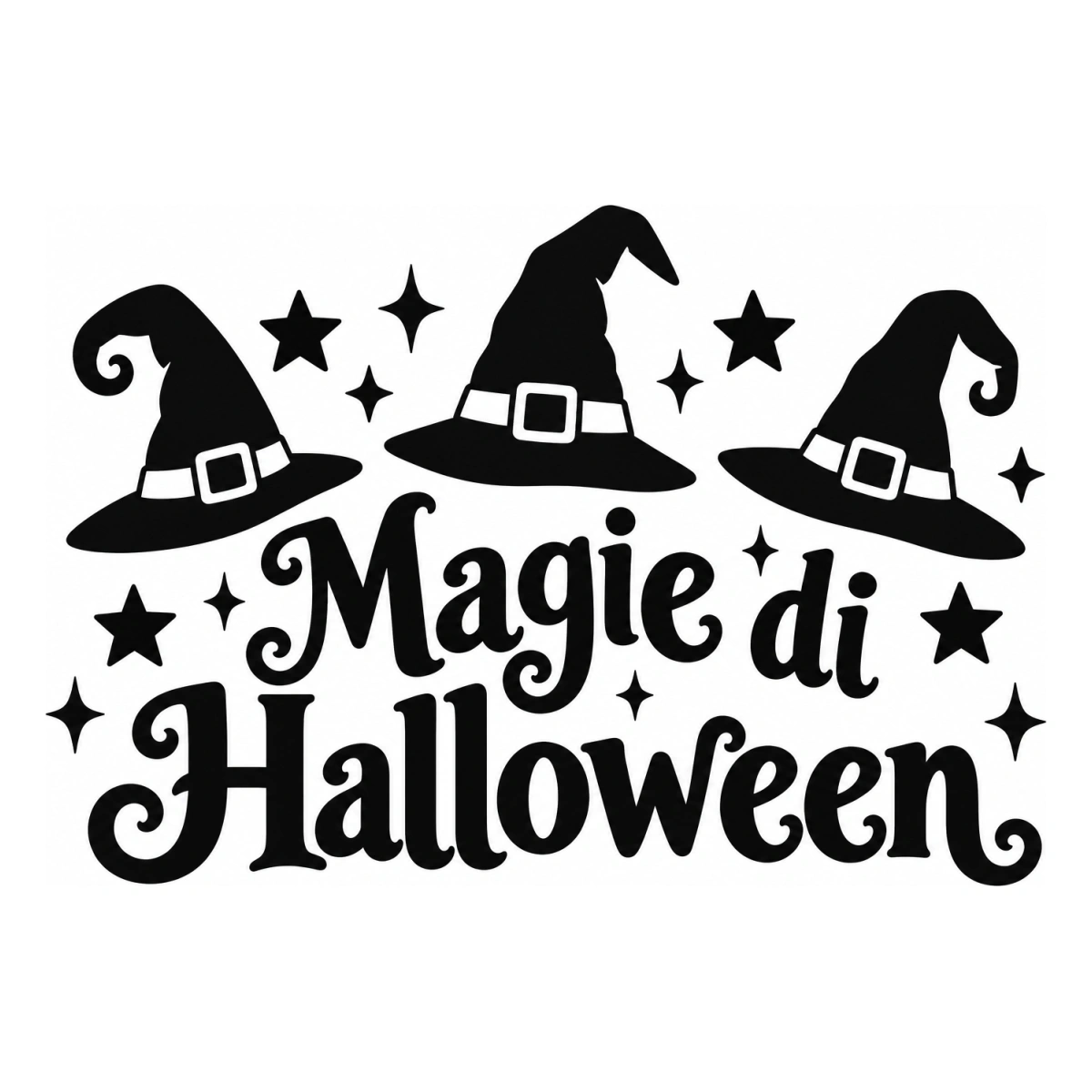 Vetrofania Halloween nera - Cappelli di strega
