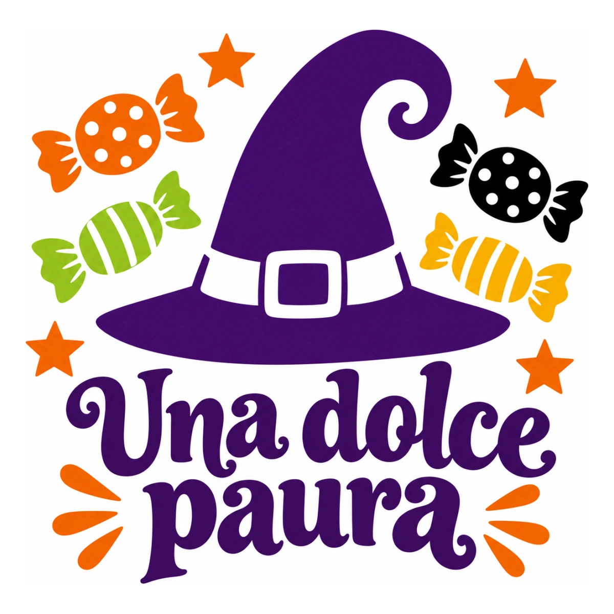 Vetrofania Halloween multicolore - Cappelli e caramelle