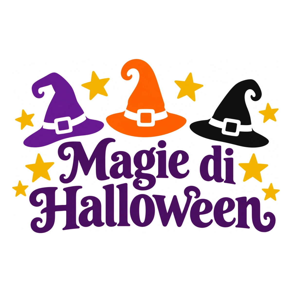 Vetrofania Halloween multicolore - Cappelli incantati