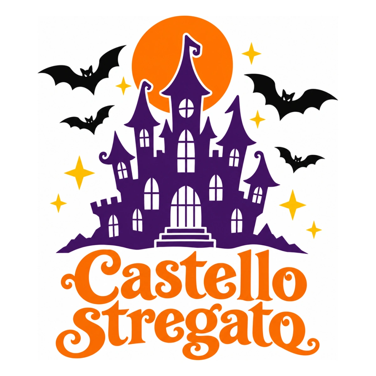 Vetrofania Halloween multicolore - Castello e luna