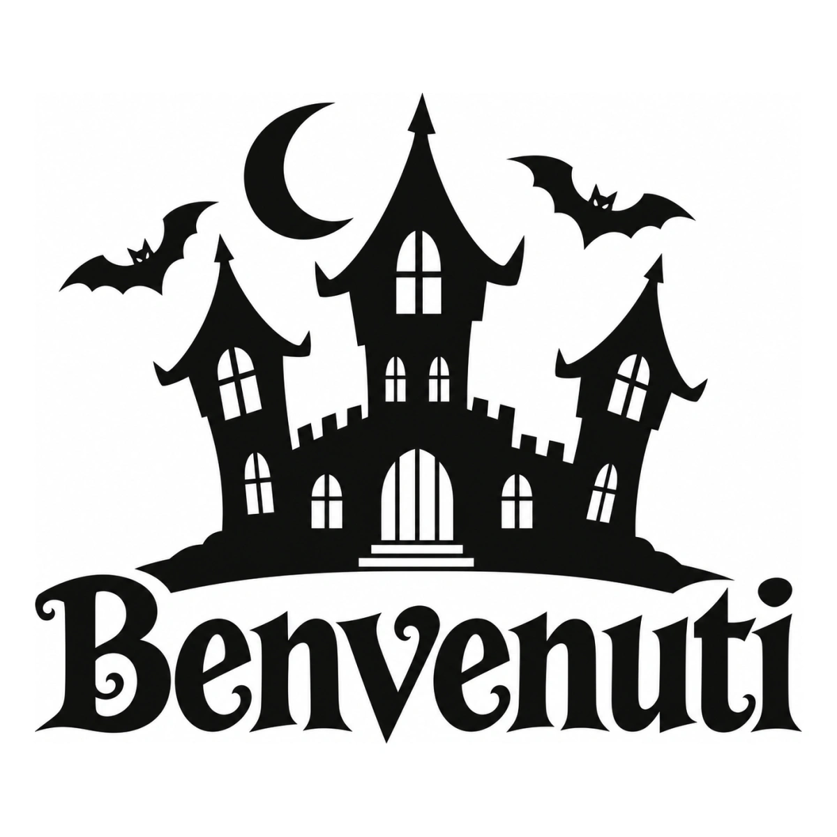 Vetrofania Halloween nera - Castello stregato