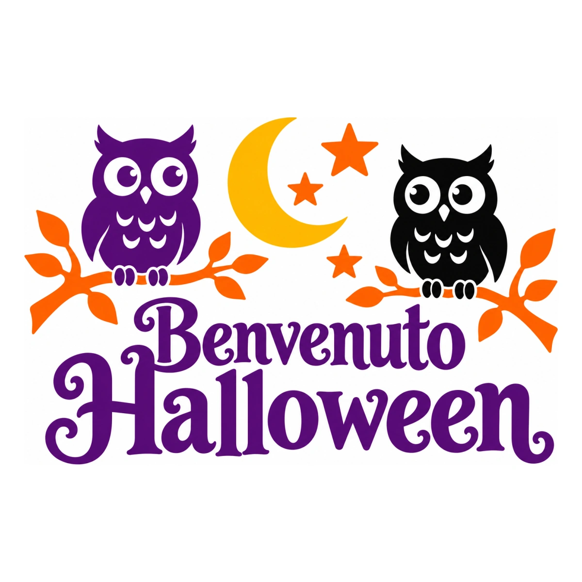 Vetrofania Halloween multicolore - Gufi di Halloween