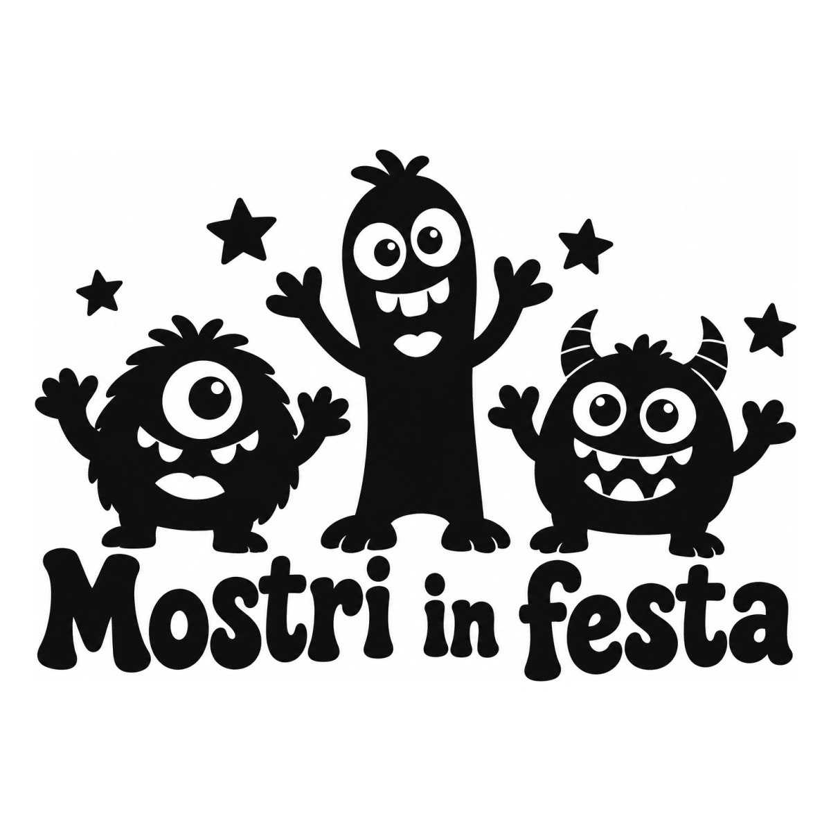 Vetrofania Halloween nera - Mostriciattoli in festa