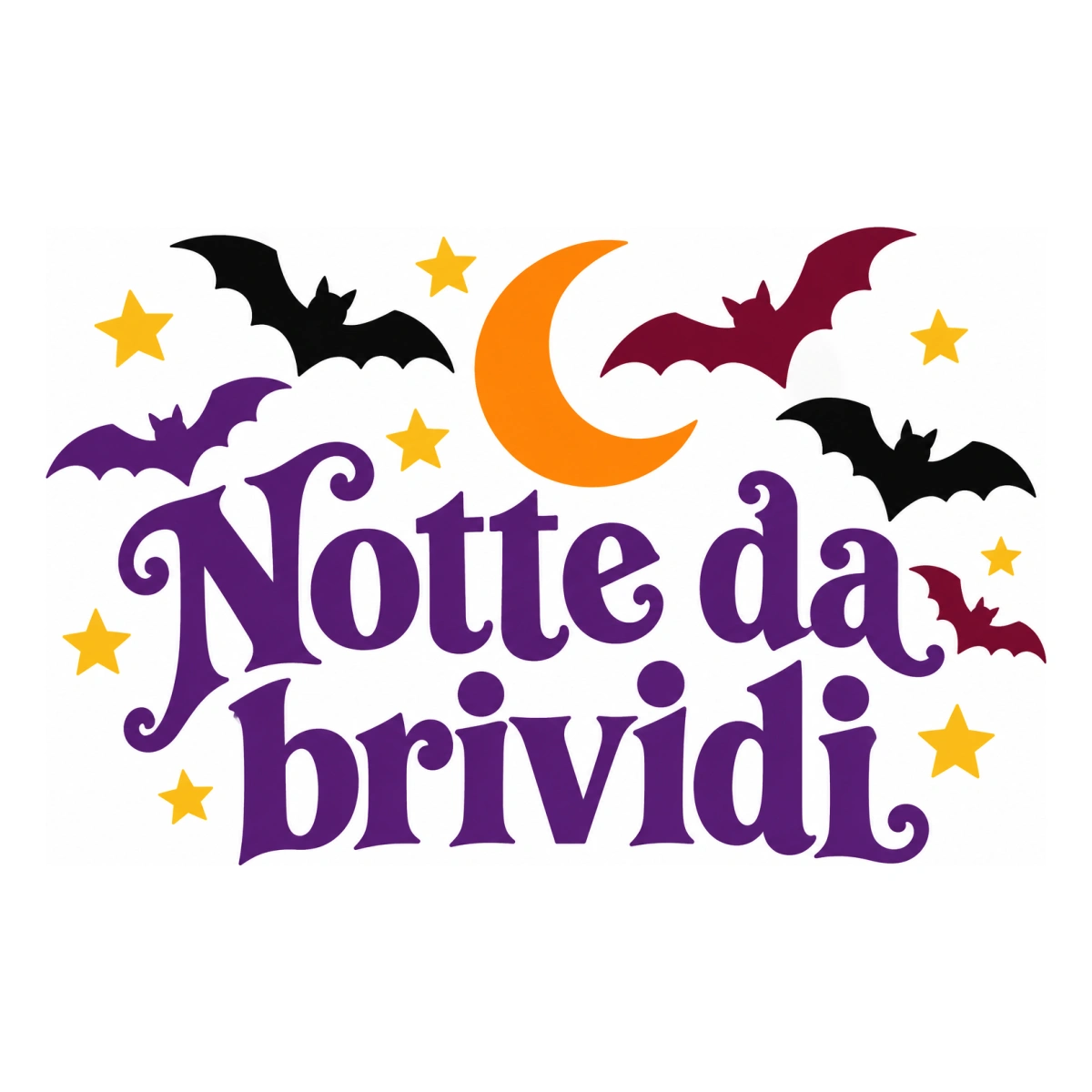 Vetrofania Halloween multicolore - Pipistrelli al tramonto
