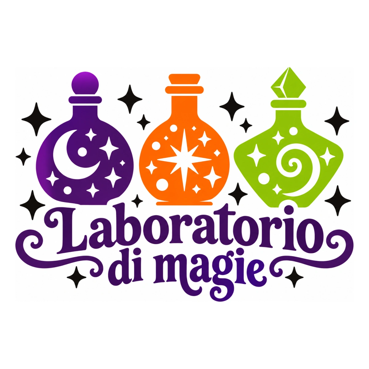 Vetrofania Halloween multicolore - Pozioni in bottiglia