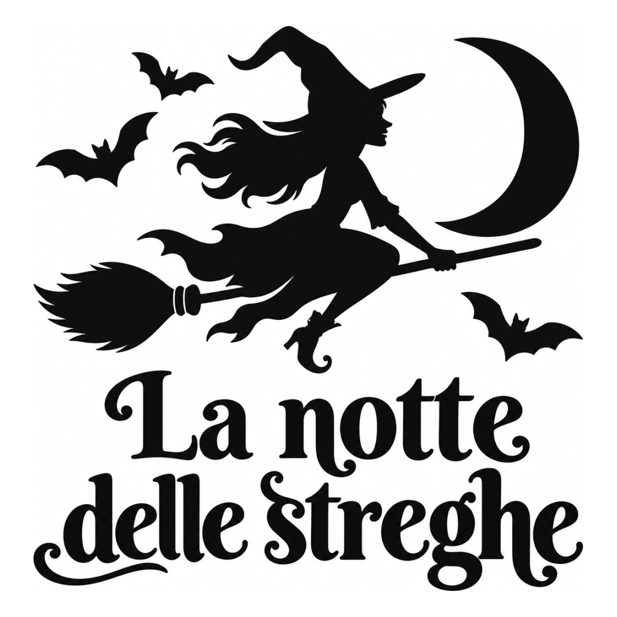 Vetrofania Halloween nera - Strega sulla scopa