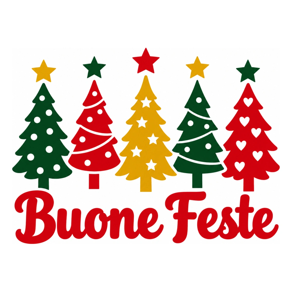 Vetrofania Natale multicolore - Alberi in festa