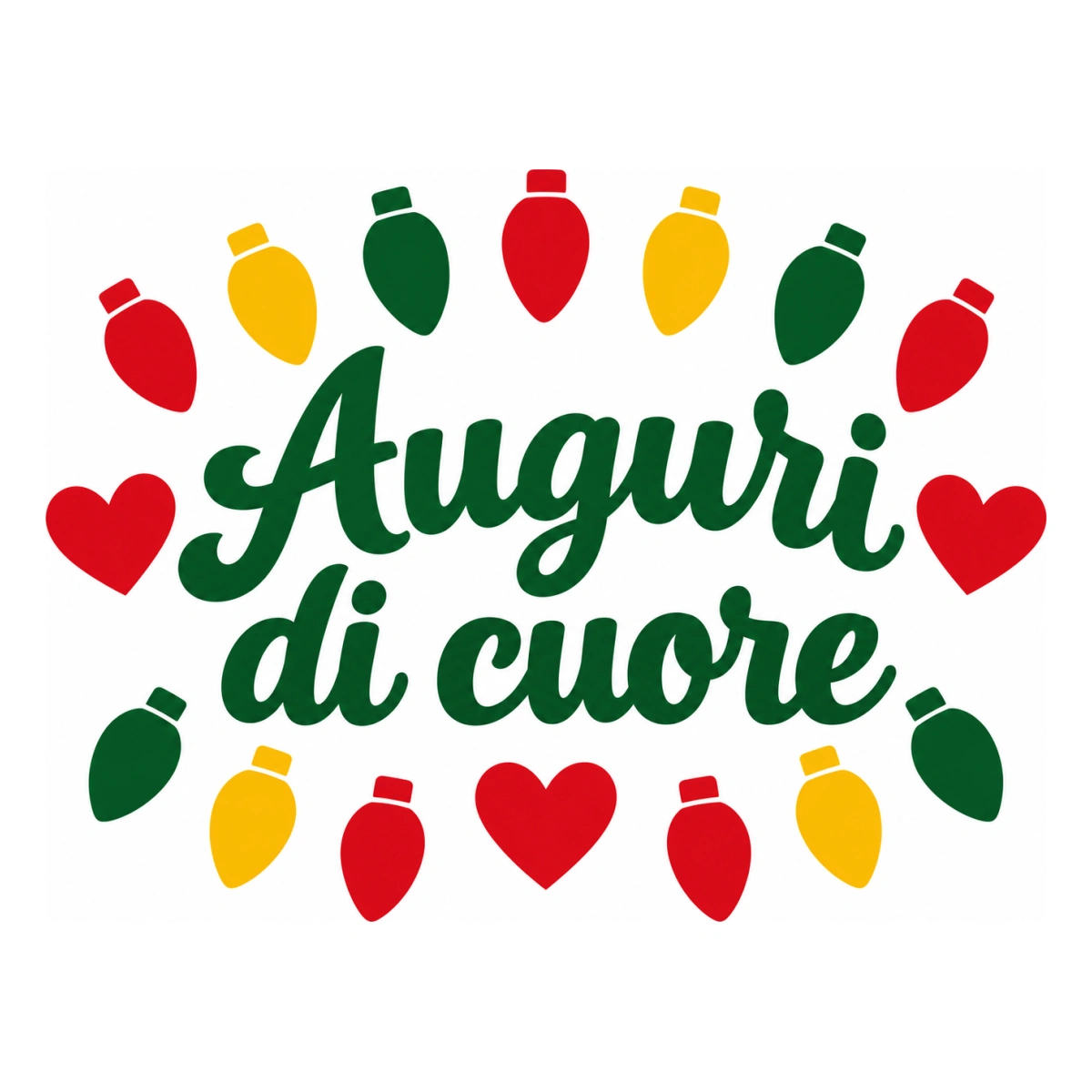 Vetrofania Natale multicolore - Cuori e luci di Natale
