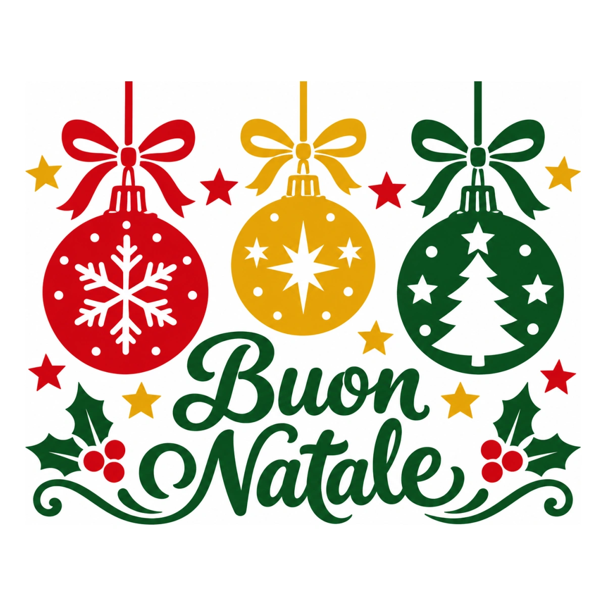 Vetrofania Natale multicolore - Fiocchi e palline
