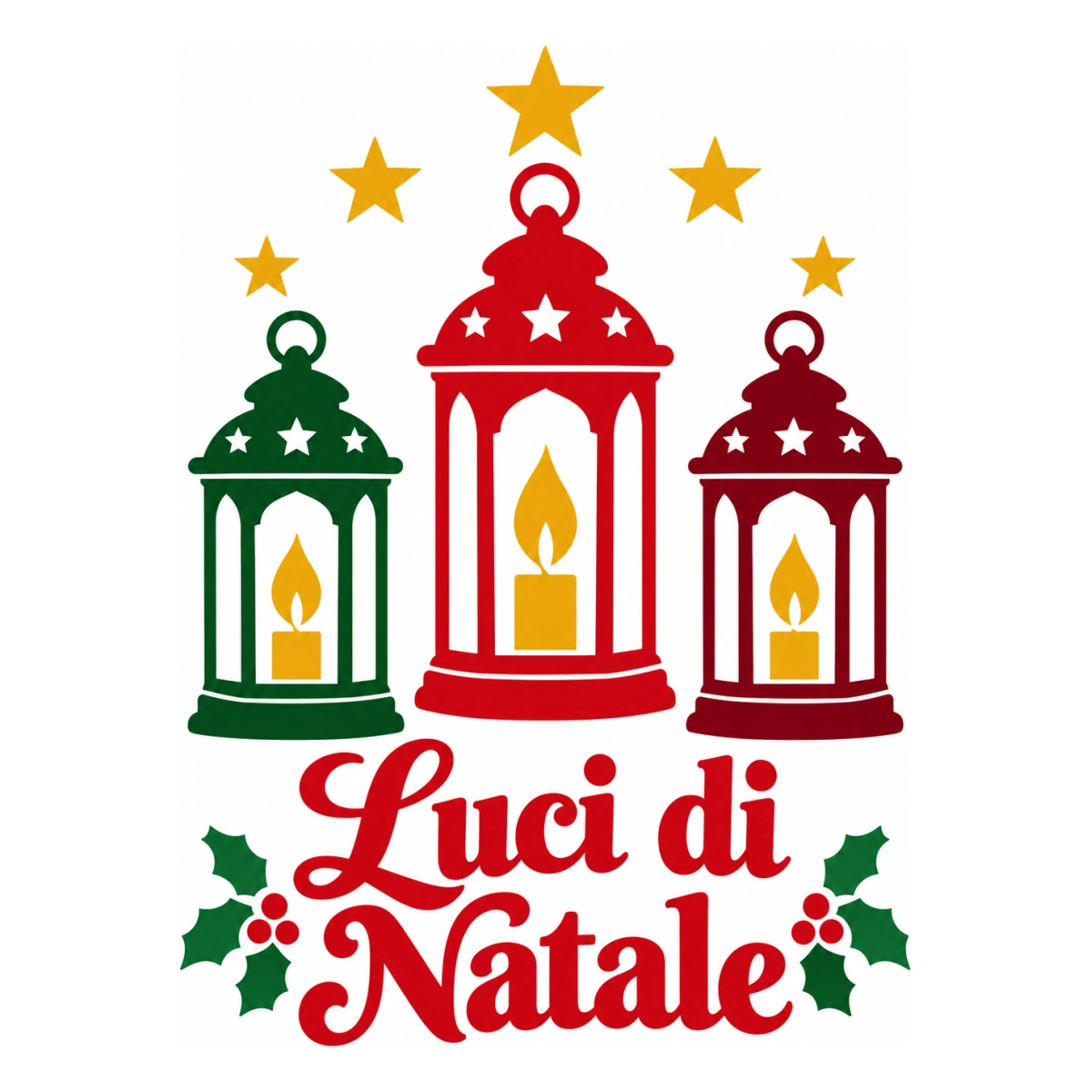 Vetrofania Natale multicolore - Lanterne di Natale