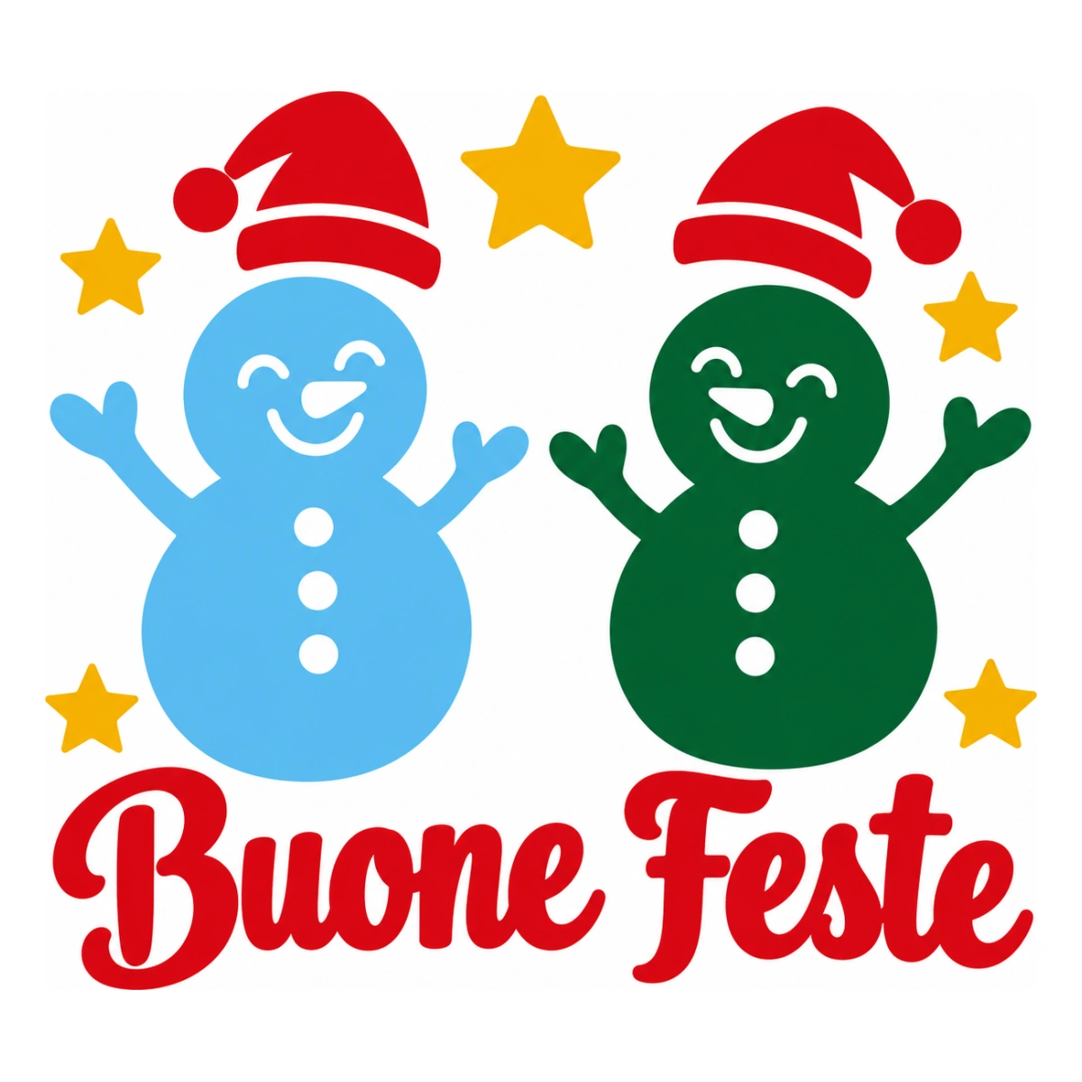 Vetrofania Natale multicolore - Pupazzi di neve