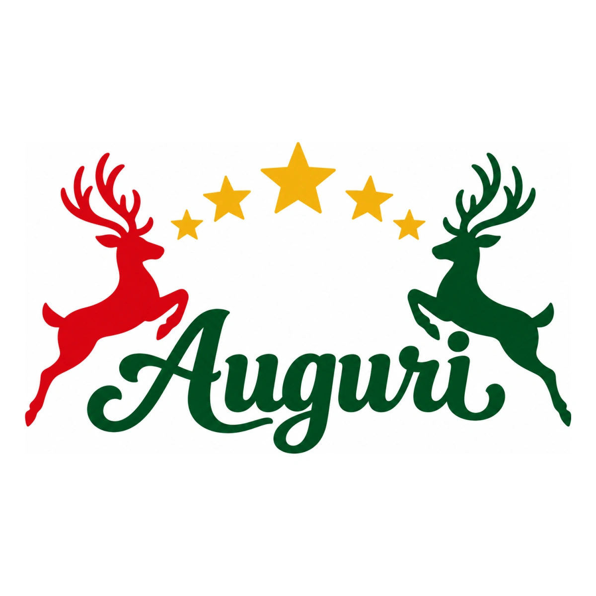Vetrofania Natale multicolore - Renne e stelle