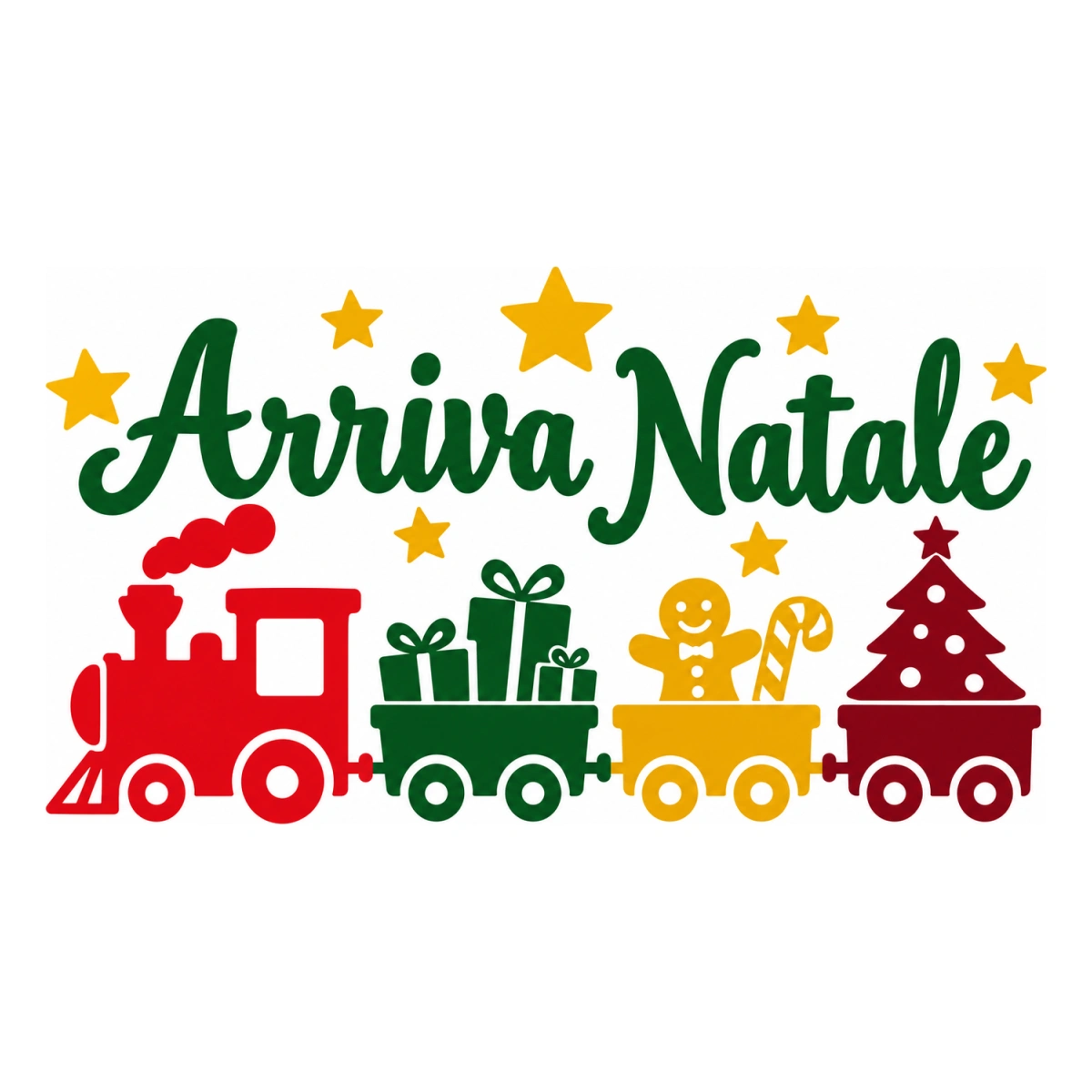 Vetrofania Natale multicolore - Trenino dei regali