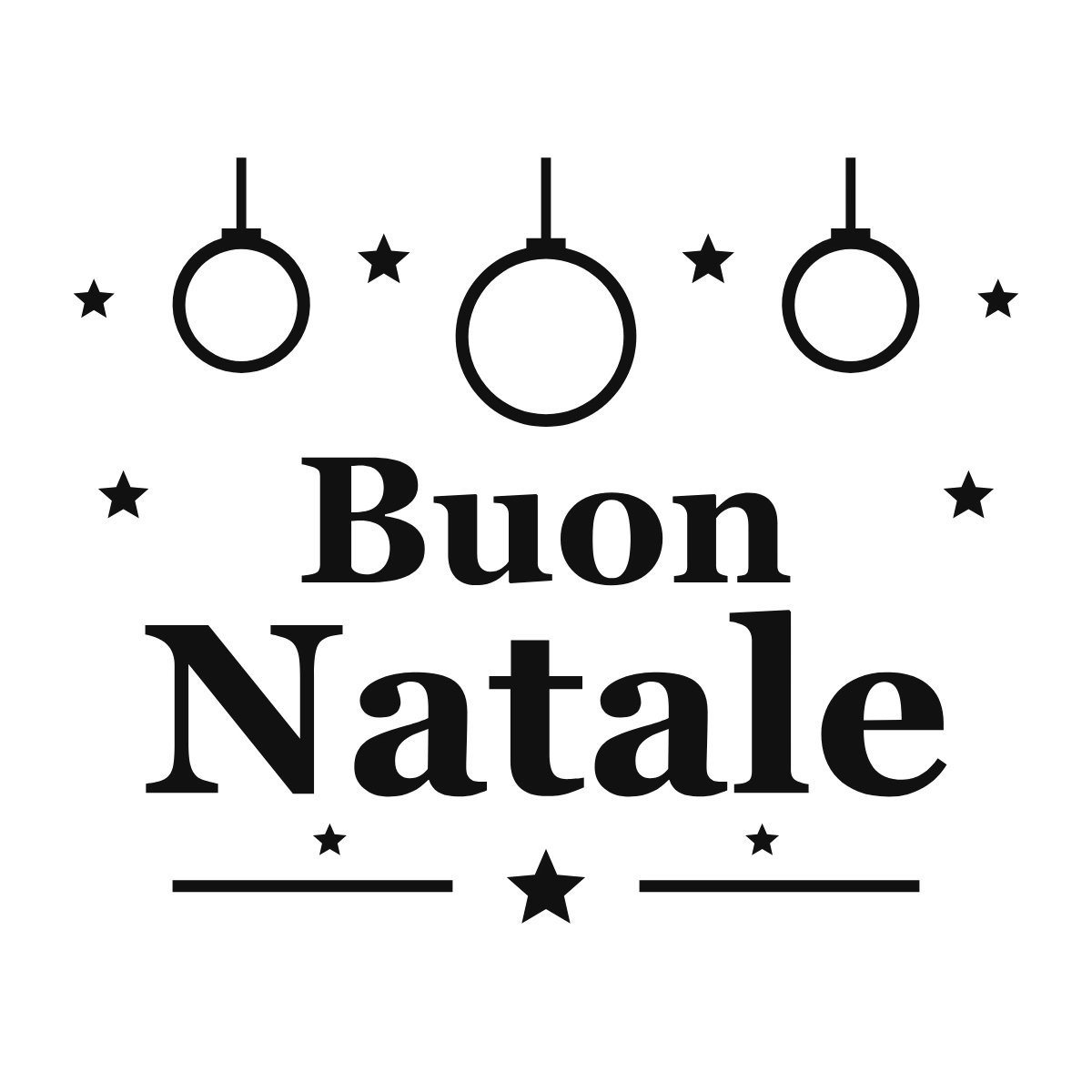 Vetrofania Buon Natale con palline e stelle