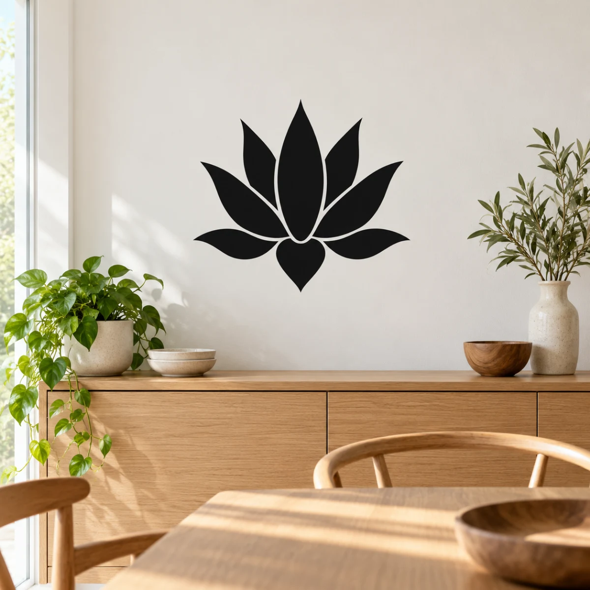 Agave grafica - simulazione su parete liscia della zona pranzo