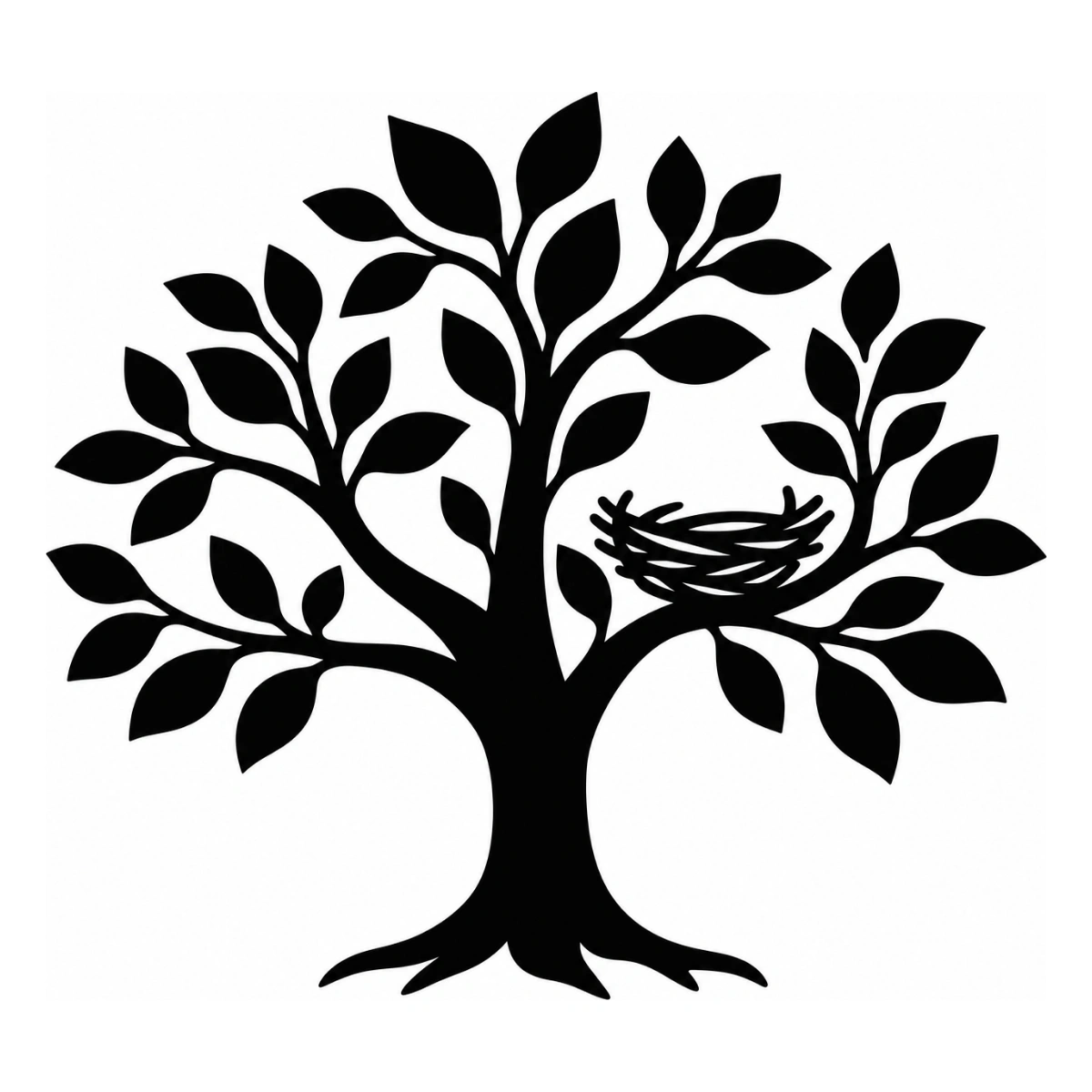 Albero dei nidi - disegno adesivo monocolore