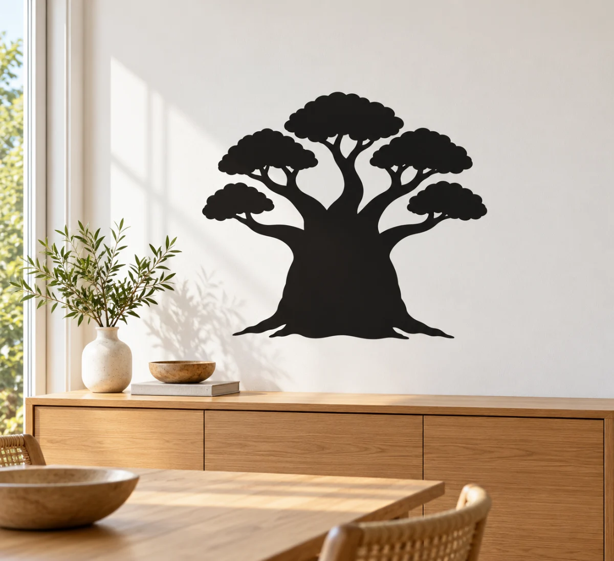 Baobab immaginario - simulazione su parete liscia della zona pranzo