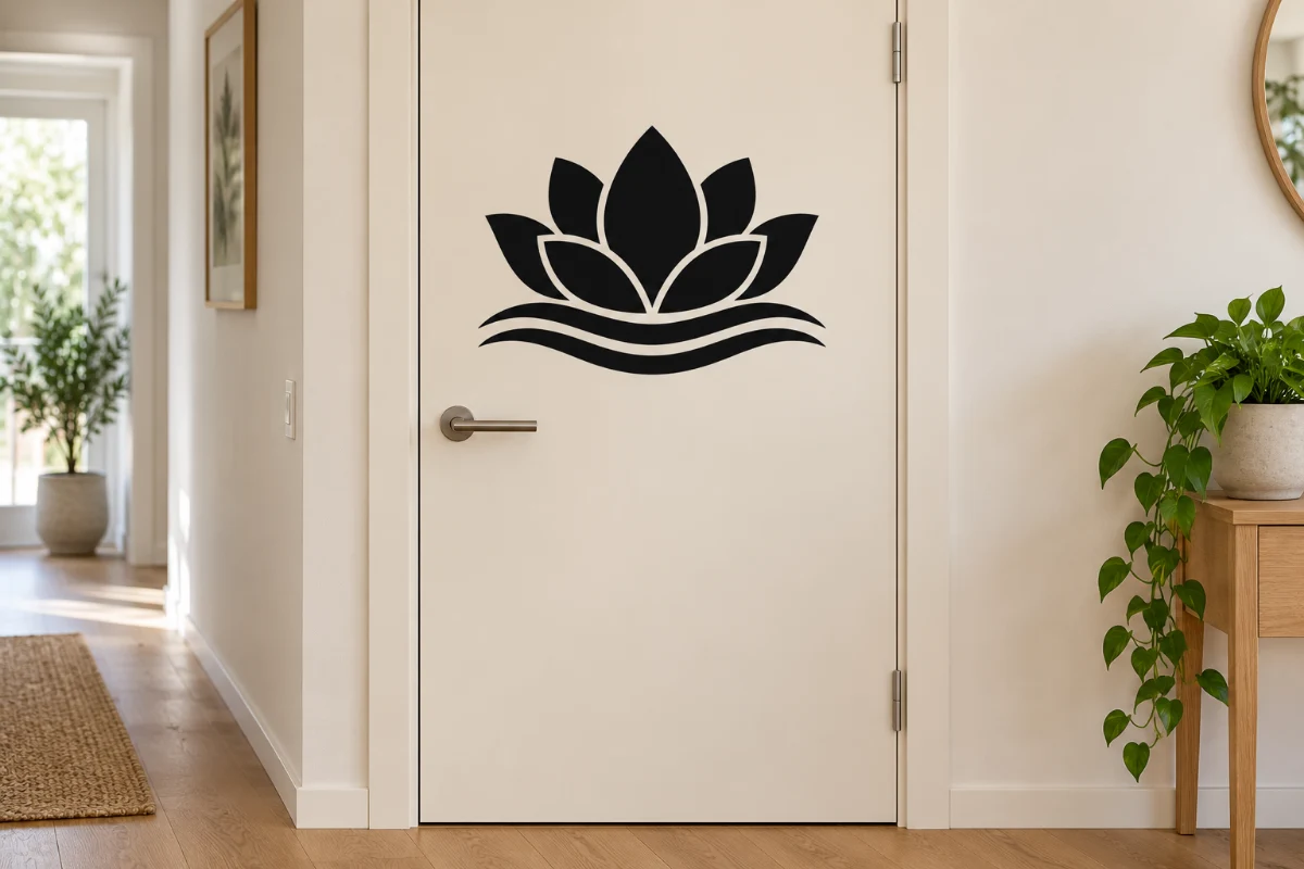 Fiori di loto - simulazione su porta interna liscia