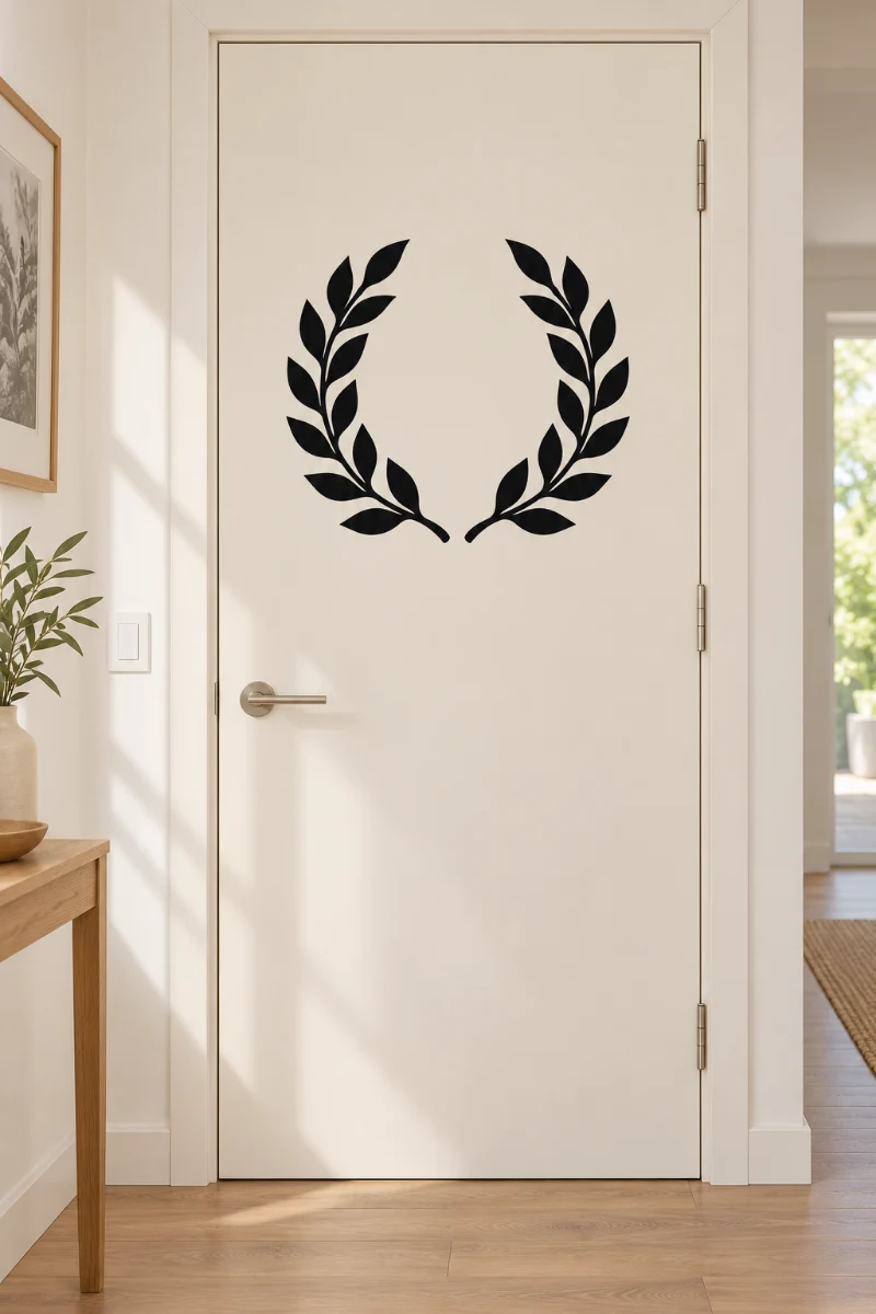 Foglie in cerchio - simulazione su porta interna liscia