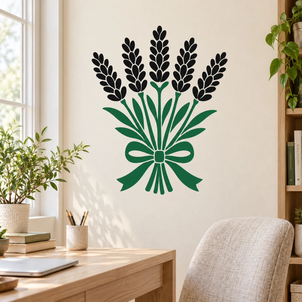 Lavanda stilizzata - simulazione su parete liscia dello studio