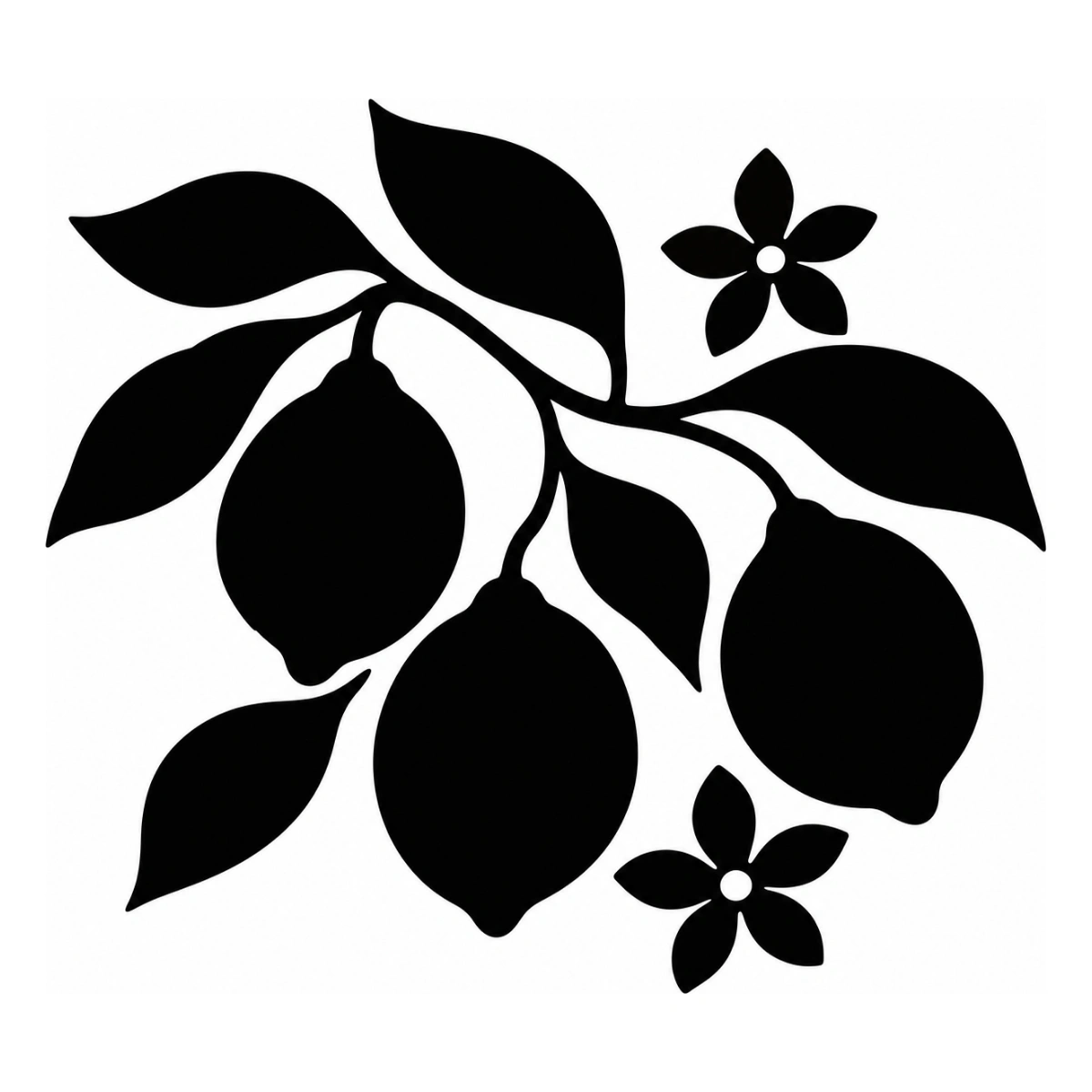 Limoni sul ramo - disegno adesivo monocolore