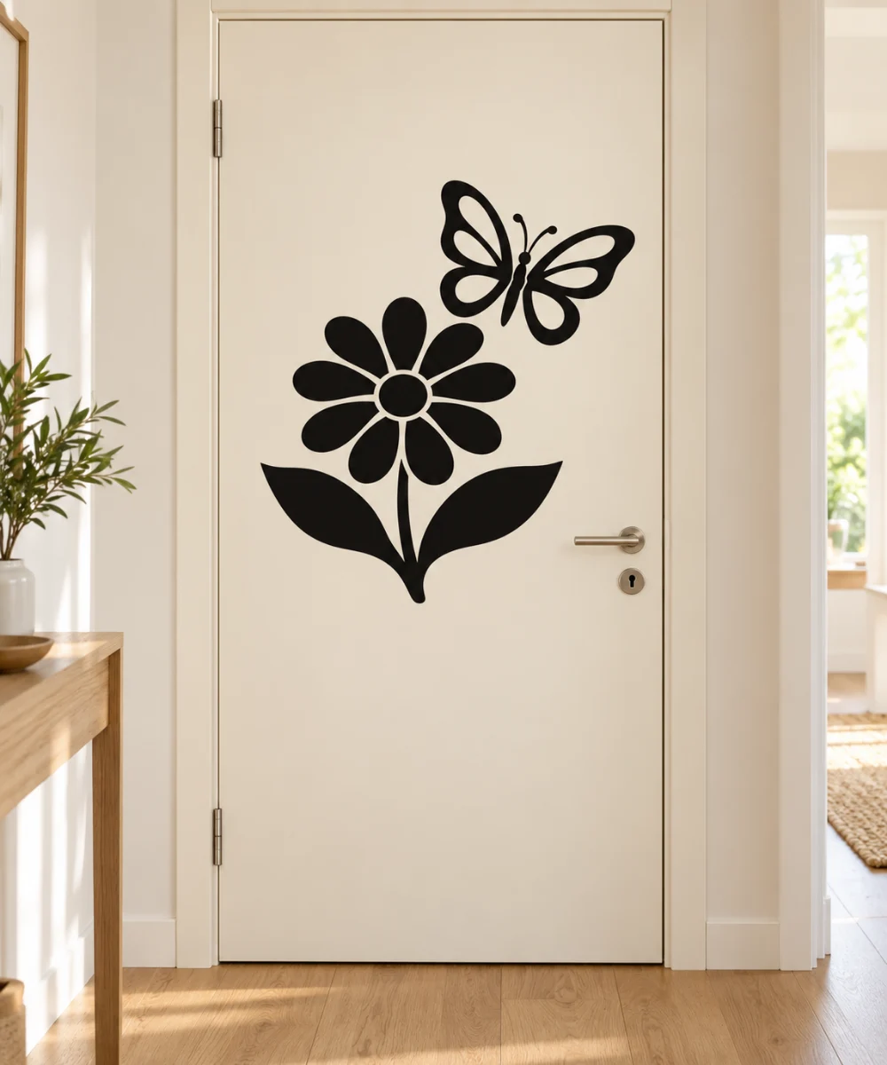 Margherita e farfalla - simulazione su porta interna liscia