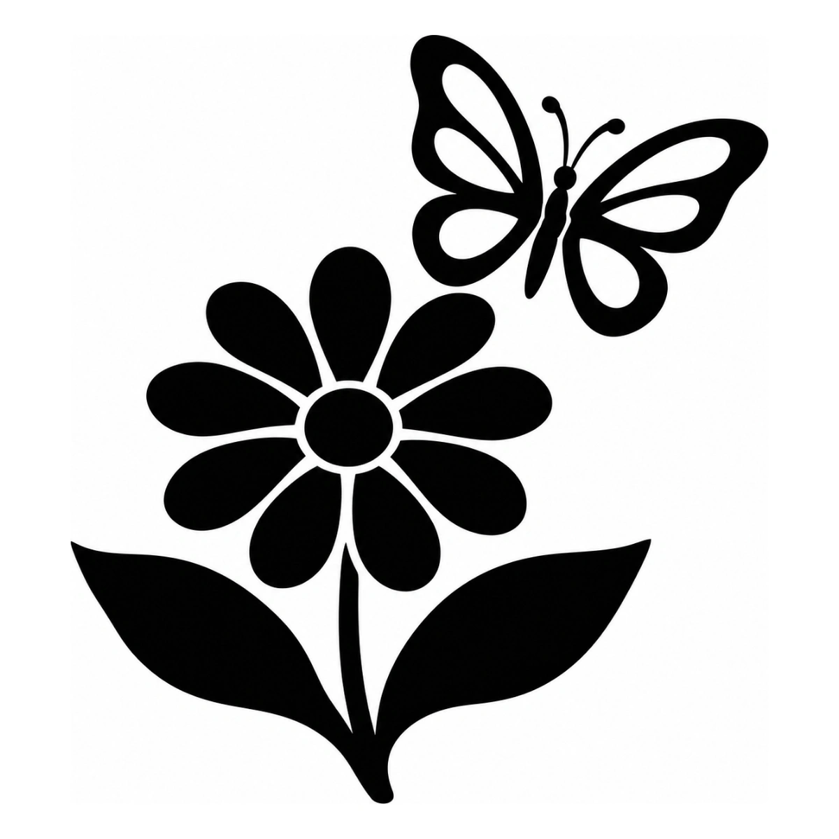 Margherita e farfalla - disegno adesivo monocolore