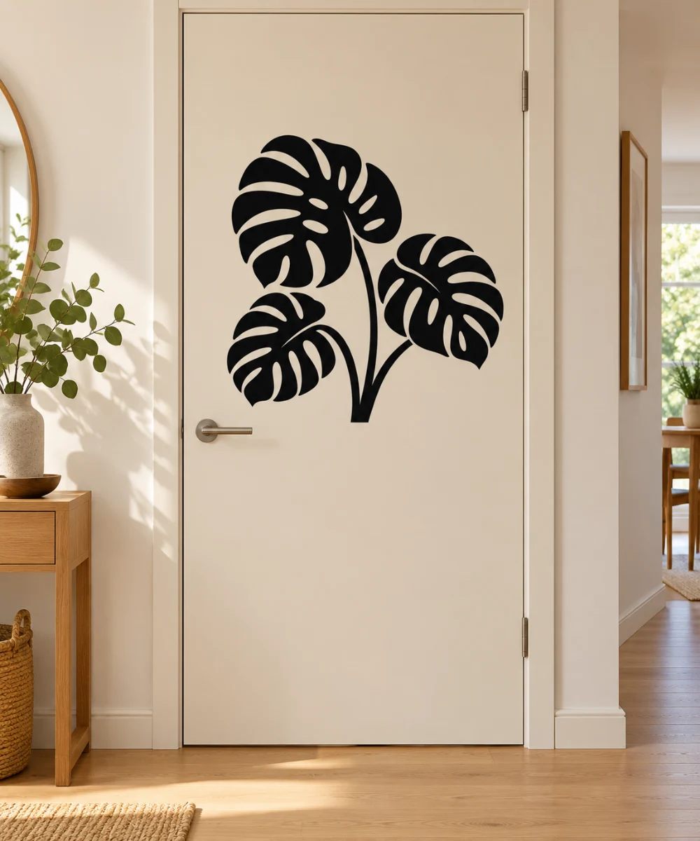Monstera in movimento - simulazione su porta interna liscia