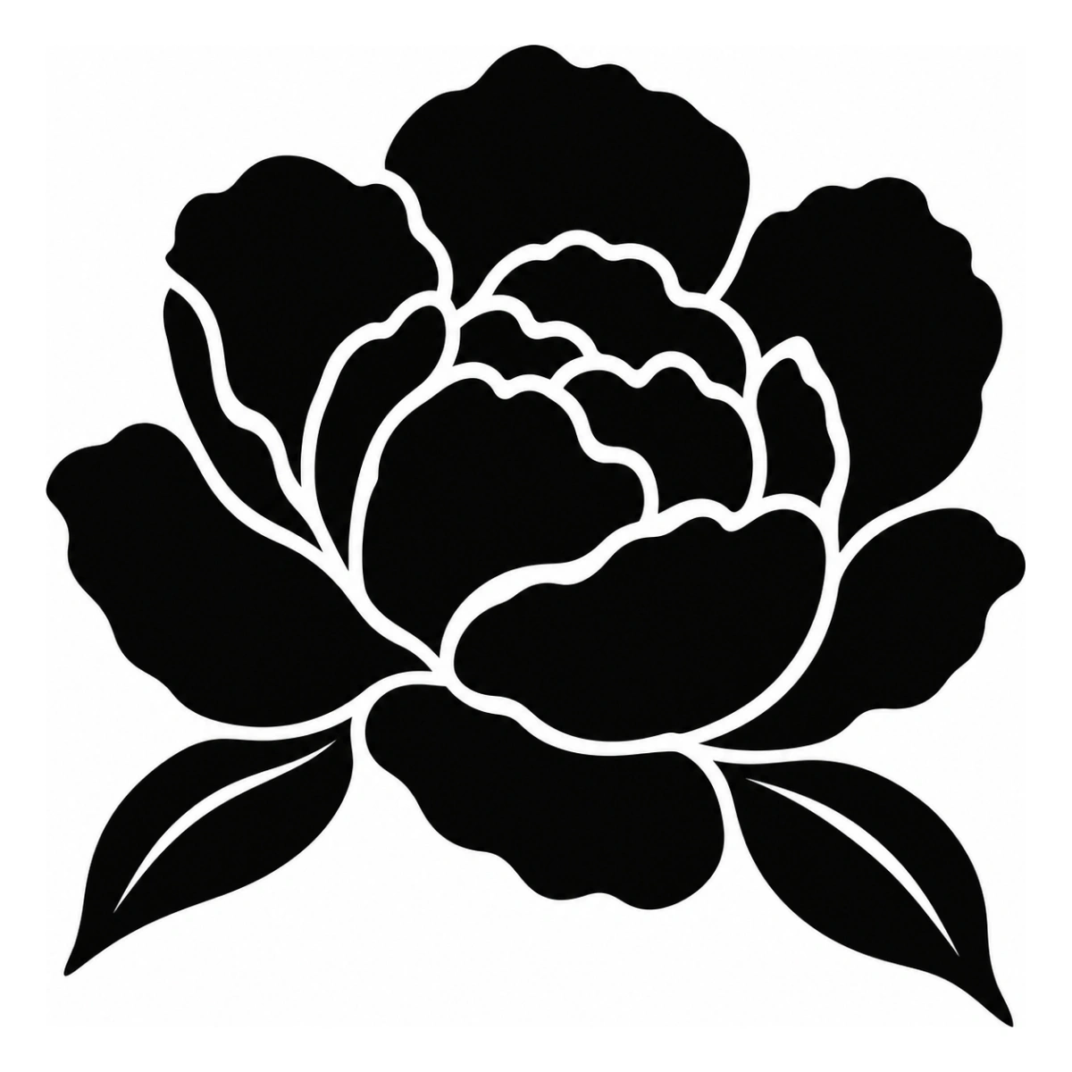 Peonia raccolta - disegno adesivo monocolore