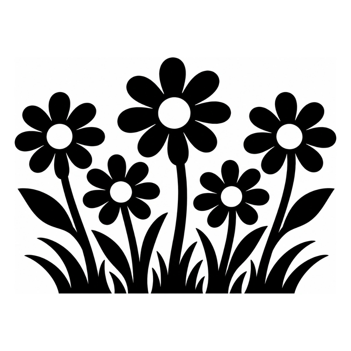 Prato di margherite - disegno adesivo monocolore