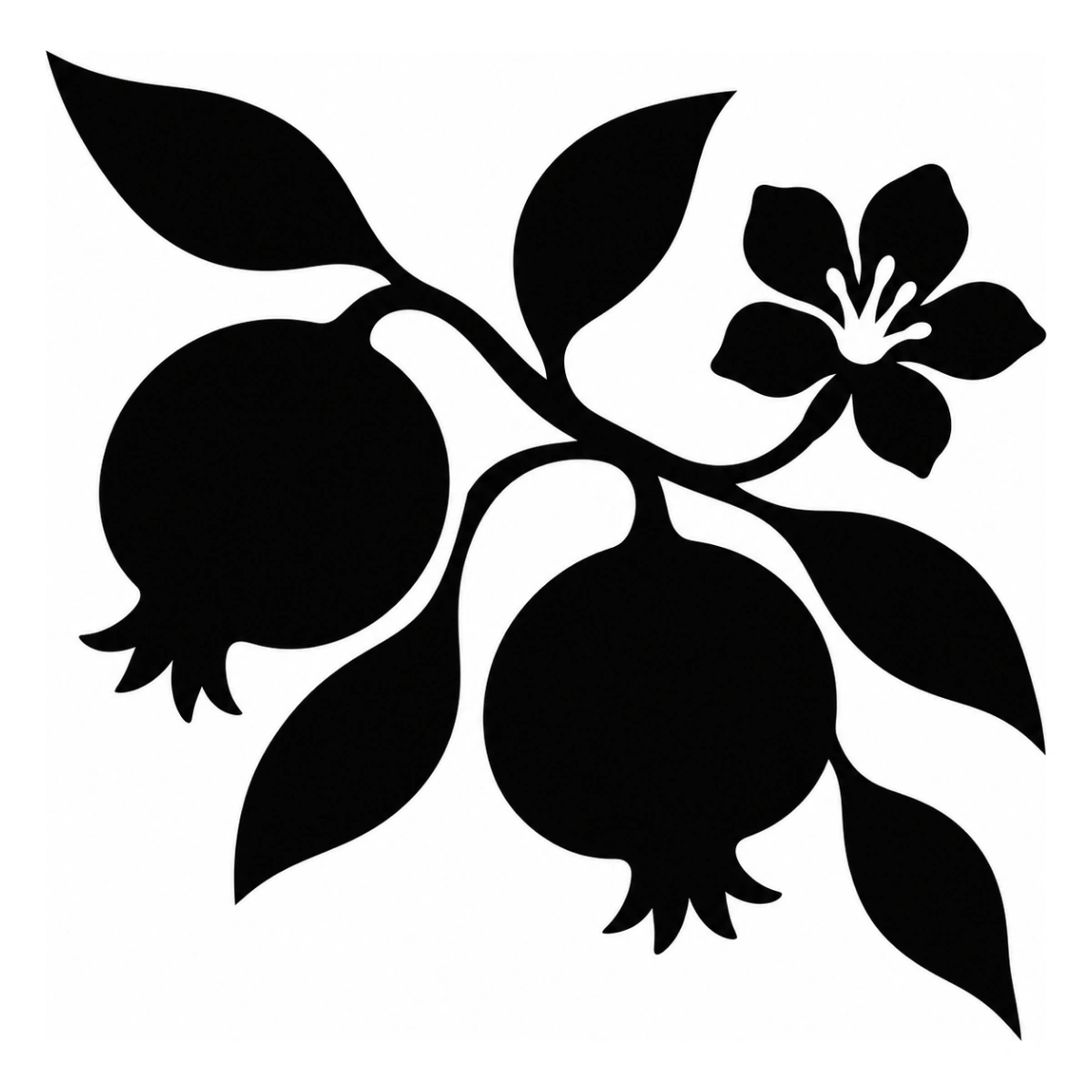 Ramo di melograno - disegno adesivo monocolore