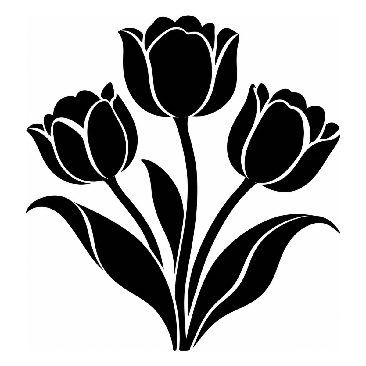 Tulipani in trio - disegno adesivo monocolore