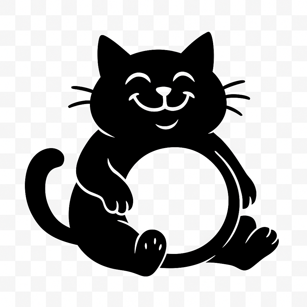 Gatto Sorridente in Silhouette - Adesivo Decorativo
