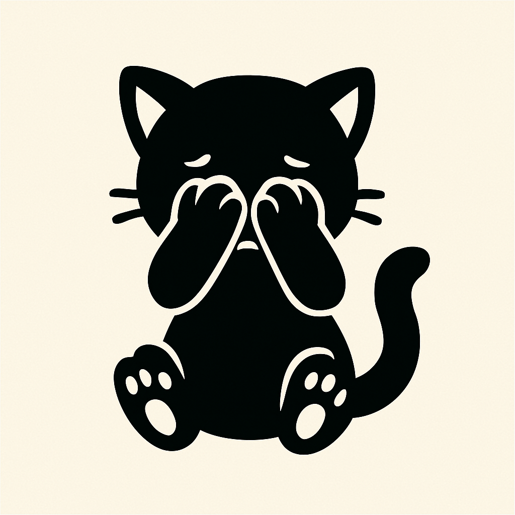 Adesivo Gattino Triste che si Copre il Viso