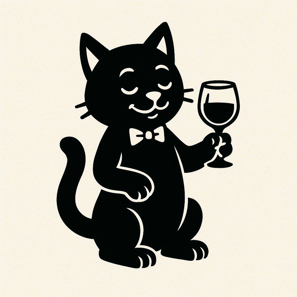 Gattino Sommelier con Bicchiere di Vino