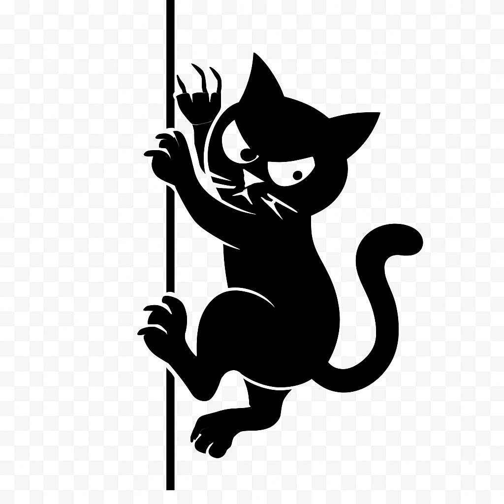 Adesivo Silhouette di Gatto Appeso