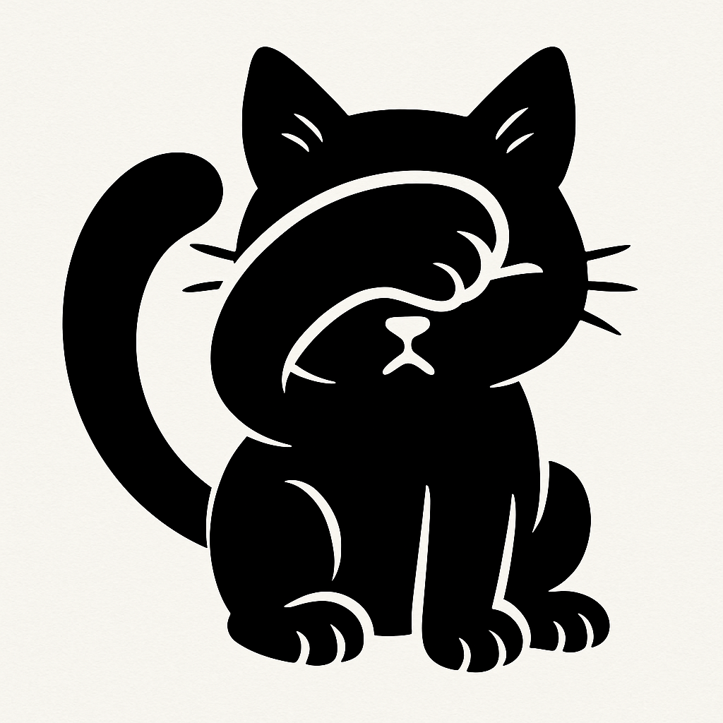 Gatto timido con coda sugli occhi