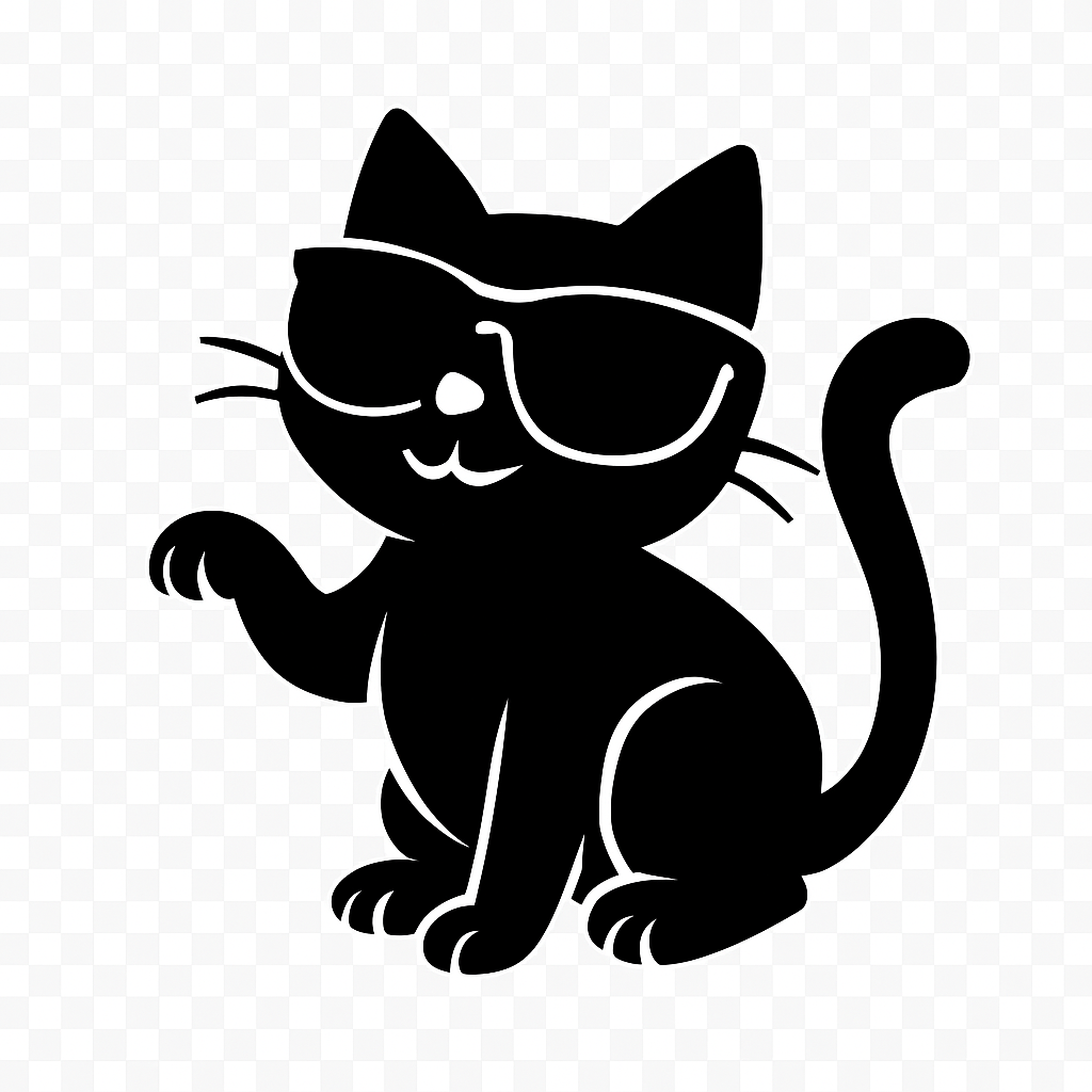 Adesivo Gatto con Occhiali da Sole - Stile Minimalista