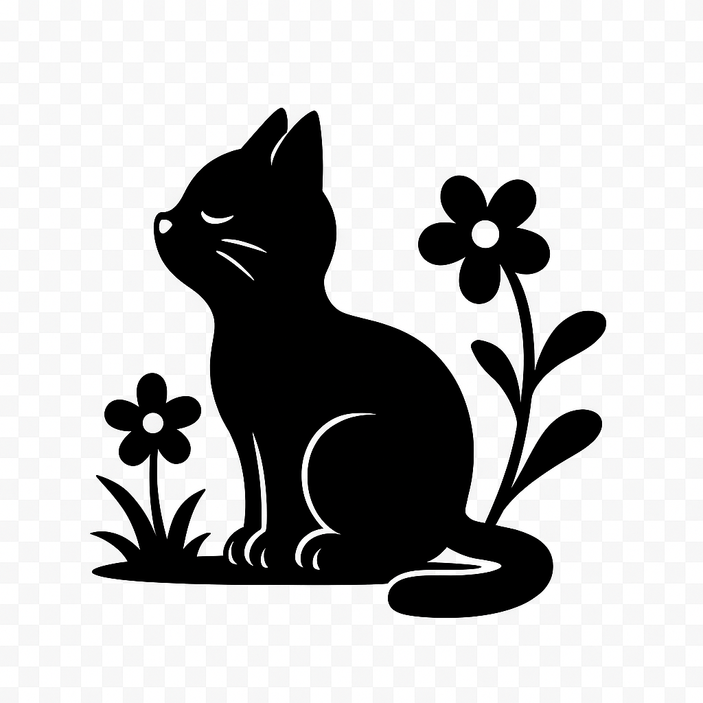 Gatto Seduto tra i Fiori