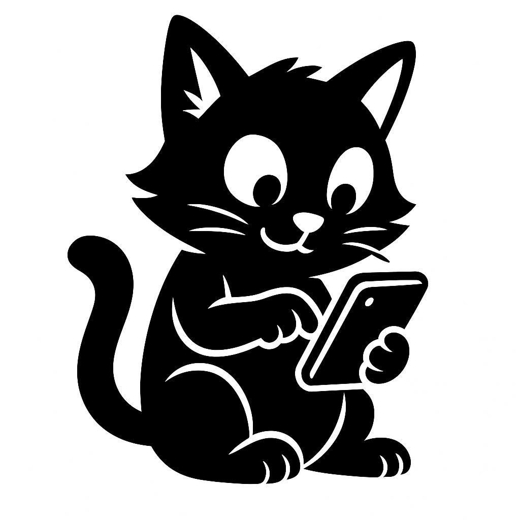 Gatto che usa smartphone