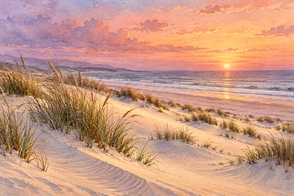 Dune dopo il tramonto | Stampa su tela natura acquerello