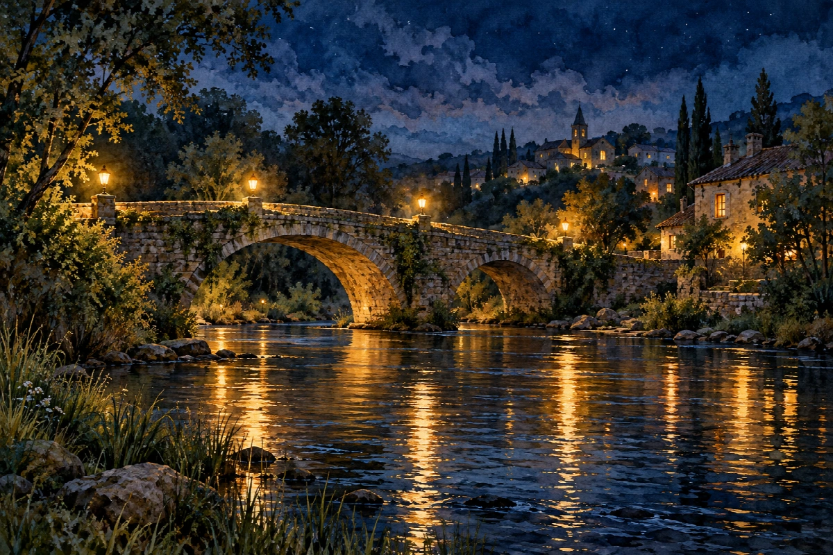 Ponte delle lanterne - immagine completa della stampa su tela